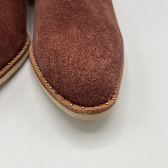 Crevo Clara Sz 8.5 Leather Suede Ankle Booties Brick Red Boots - Picture 3 of 13